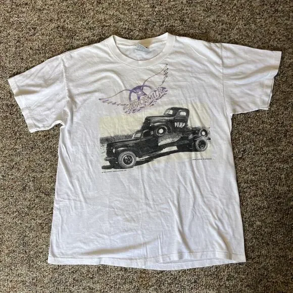 Vintage 80s 1989 Aerosmith Pump Tour Band Rock T-Shirt Size L Brockum - Picture 1 of 9